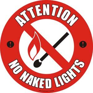 EWM09 Attention No Naked Lights Floor Sign