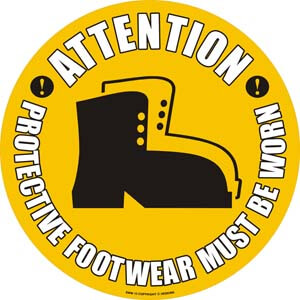 EWM13 Attention Protective Footwear Must Be Worn Floor Sign