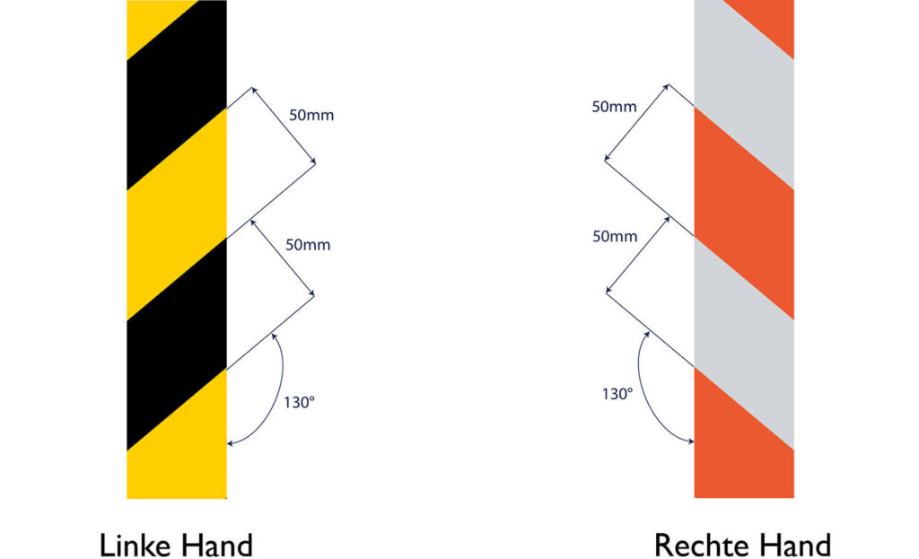 H6601 Hazard Reflective Tape Left Hand + Right Hand Dimensions DE - Vertical